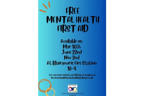 Free Mental Health first Aid - Happy to Chat, Happy to Listen